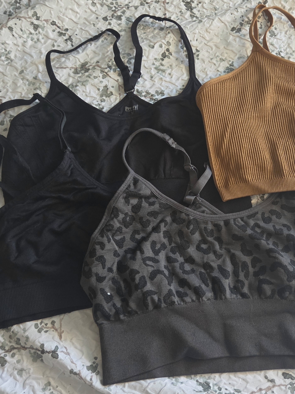 Mixed Women’s Ribbed and Animal-Print Tank Tops - Black, Charcoal, Mustard